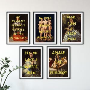 Set of 5 Feminist Poster, Altered Art Print, Feminist Wall Art, Gallery Wall Set, Feminist Prints Set, Quote Prints, Feminist Gifts