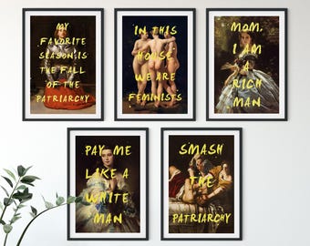 Set of 5 Feminist Poster, Altered Art Print, Feminist Wall Art, Gallery Wall Set, Feminist Prints Set, Quote Prints, Feminist Gifts