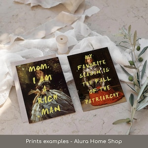 Set of 10 Feminist Prints, Altered Classic Paintings Collection, Maximalist Wall Art, Motivational Quote Posters, Wall Collage Kit image 6