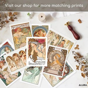 Conjunto de láminas de Alphonse Mucha, pared de galería Art Nouveau, la serie de arte y pósteres del zodíaco, decoración de pared vintage, obras de arte de Alfons Mucha. imagen 14