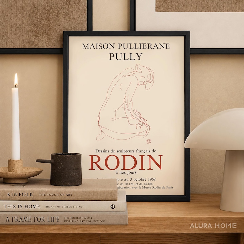 Rodin Exhibition Print, 1968 Paris Museum Poster, Vintage French Art, Gallery Wall Decor, Famous Painting, Gift for Artist image 2