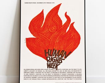 Plakat der Woche der Menschen, Vintage Poster, Plakat Politk, Retro Poster, Woke, UNSECO Plakat, Menschrechte, Grafikdesign, Kunstdruck