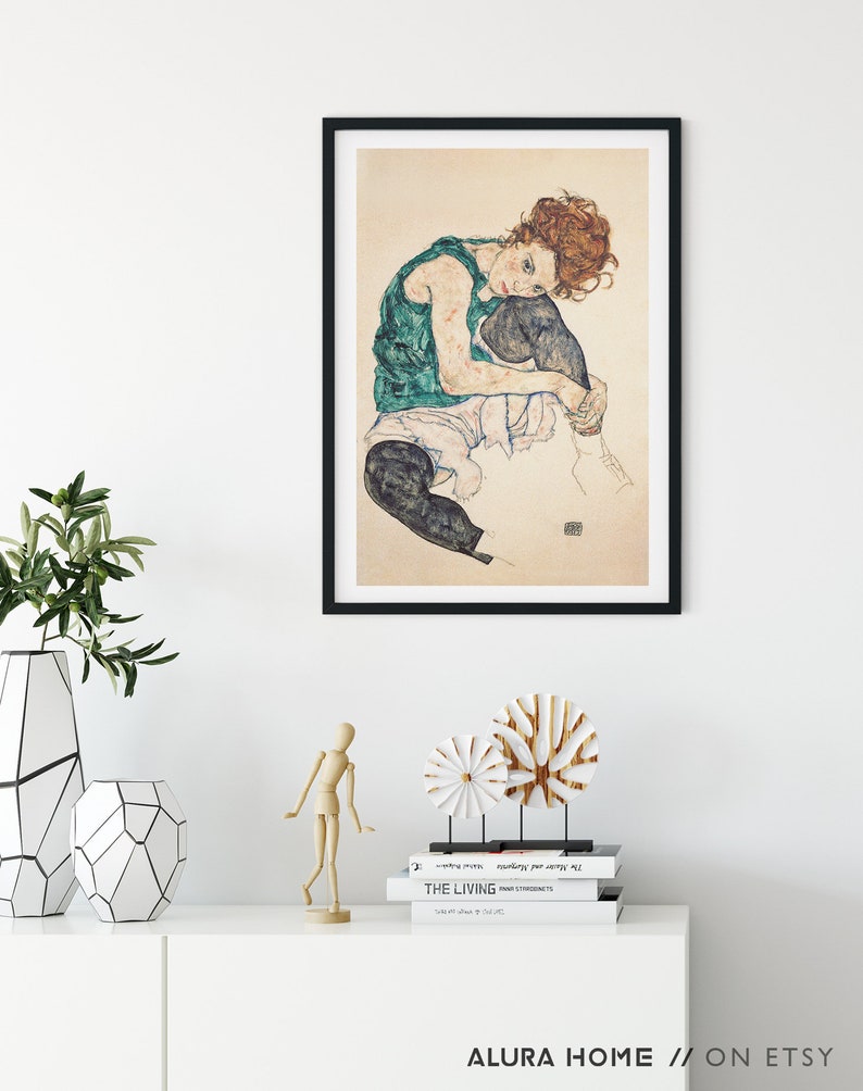 Affiche Egon Schiele, affiche vintage, Egon Schiele, cadeau pour elle, impression rétro, art expressionnisme, idée cadeau pendaison de crémaillère, art mural vintage image 5