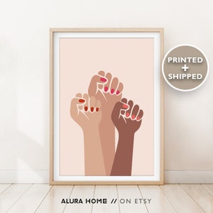 Girl Power Feminist Print, Feminist Poster, Wall Art, Strong Female Art, Empowered Women Print, Feminist Illustration, Black Lives Matter