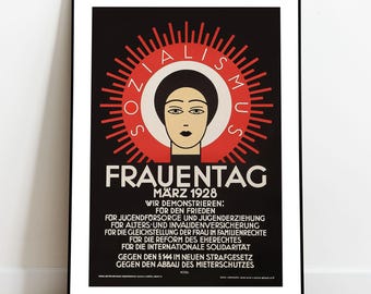 Austrian Feminist Print, Frauentag Poster 1928, International Womens Day, Political Protest Decor, Womens Rights Art