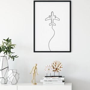 Airplane Print, Travel Plane Poster, Kids Room Decor, Airplane Wall Art, One Line Drawing, Plane Nursery Decor, Boys Room Wall Art, Boy Gift image 4