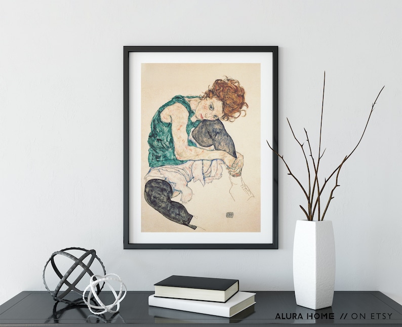 Affiche Egon Schiele, affiche vintage, Egon Schiele, cadeau pour elle, impression rétro, art expressionnisme, idée cadeau pendaison de crémaillère, art mural vintage image 2