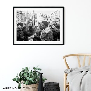 Photograph of Gloria Steinem at a Feminist Protest, Vintage Black and White Photo, Women’s Rights March Print, Activist Wall Art image 9