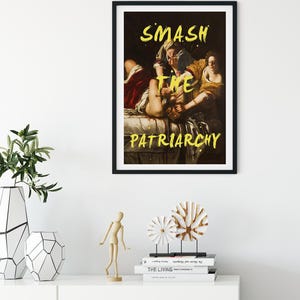 Póster "Aplastar el Patriarcado", póster feminista, arte mural sobre el poder femenino, arte feminista, lámina inspiradora, pintura clásica, cita feminista imagen 3