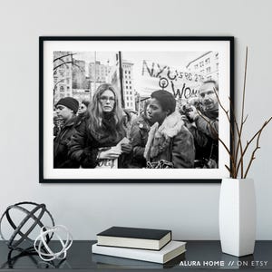 Photograph of Gloria Steinem at a Feminist Protest, Vintage Black and White Photo, Women’s Rights March Print, Activist Wall Art image 2