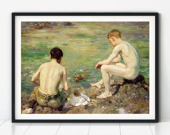Arte gay clásico, arte de Henry Scott Tuke, lámina gay, lámina de bellas artes, arte mural gay, arte vintage, arte de Henry Scott Tuke, arte corporal masculino, regalo gay