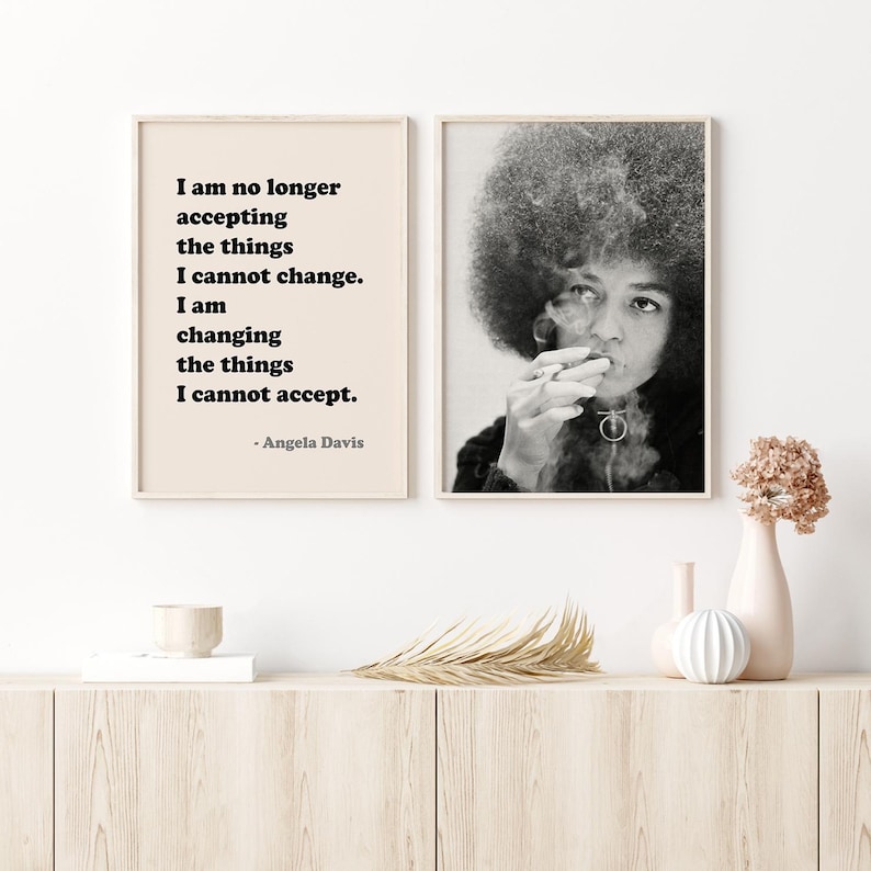 Angela Davis Poster Set, Feminist Prints, Angela Davis Quote, Black