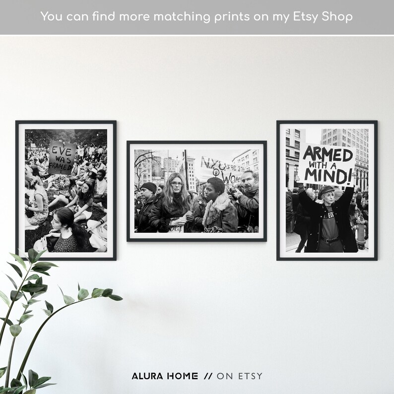 Photograph of Gloria Steinem at a Feminist Protest, Vintage Black and White Photo, Women’s Rights March Print, Activist Wall Art image 8