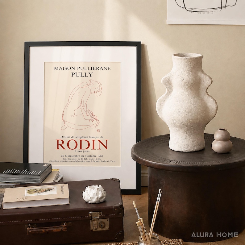 Rodin Exhibition Print, 1968 Paris Museum Poster, Vintage French Art, Gallery Wall Decor, Famous Painting, Gift for Artist image 6