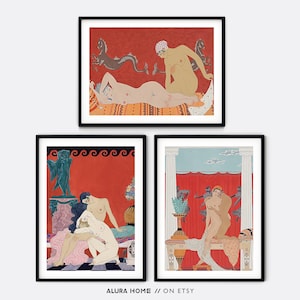 Set of 3 George Barbier Prints, Lesbian Prints, WLW Art, Vintage Lesbian Paintings, Gallery Wall Set, Sapphic Art, Romantic Prints, Art Deco image 7