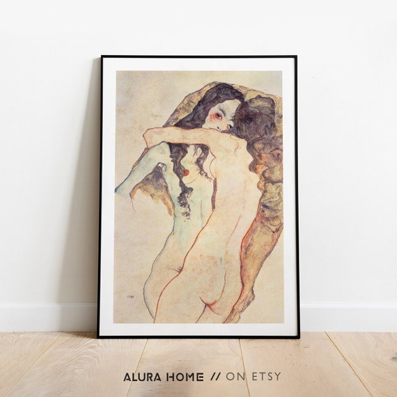 Egon Schiele Print, Lesbian Art, Vintage Poster, Egon Schiele Art, Lesbian Print, Modern Art, Gift for Her, Museum Print, Famous Painting
