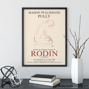 Rodin Exhibition Print, 1968 Paris Museum Poster, Vintage French Art, Gallery Wall Decor, Famous Painting, Gift for Artist image 4