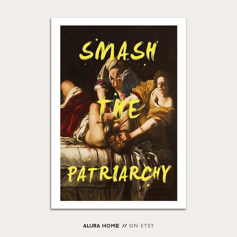 Póster "Aplastar el Patriarcado", póster feminista, arte mural sobre el poder femenino, arte feminista, lámina inspiradora, pintura clásica, cita feminista imagen 8
