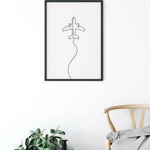 Airplane Print, Travel Plane Poster, Kids Room Decor, Airplane Wall Art, One Line Drawing, Plane Nursery Decor, Boys Room Wall Art, Boy Gift image 8