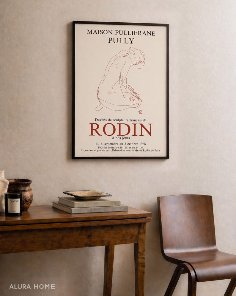 Rodin Exhibition Print, 1968 Paris Museum Poster, Vintage French Art, Gallery Wall Decor, Famous Painting, Gift for Artist image 10