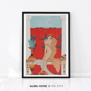 Set of 3 George Barbier Prints, Lesbian Prints, WLW Art, Vintage Lesbian Paintings, Gallery Wall Set, Sapphic Art, Romantic Prints, Art Deco image 3