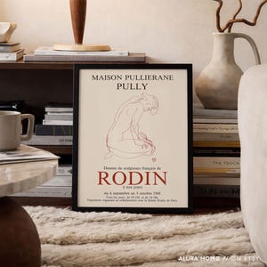 Rodin Exhibition Print, 1968 Paris Museum Poster, Vintage French Art, Gallery Wall Decor, Famous Painting, Gift for Artist image 3