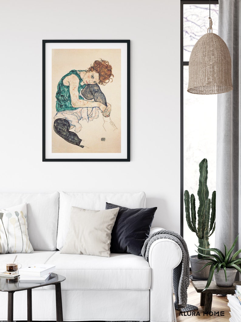 Affiche Egon Schiele, affiche vintage, Egon Schiele, cadeau pour elle, impression rétro, art expressionnisme, idée cadeau pendaison de crémaillère, art mural vintage image 9