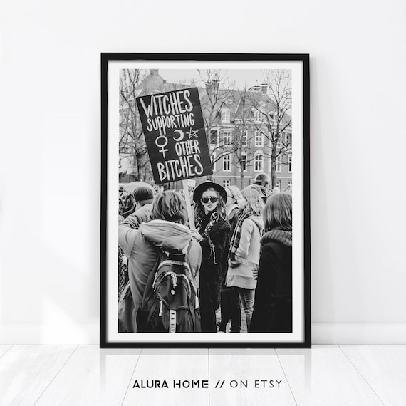 Witches Supporting, Feminist Poster, Activist Poster, Feminist Art, Vintage Decor, Feminist Photograph, Retro Wall Art, Black and White