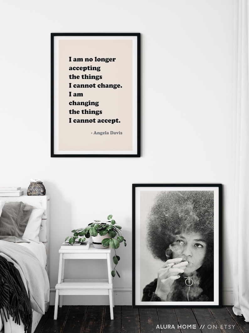 Angela Davis Poster Set, Feminist Prints, Angela Davis Quote, Black