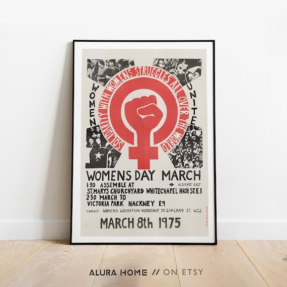 Reproduction of Vintage Feminist Print, International Women's Day Poster, Feminist Wall Art, Old Suffragette Poster, Retro Feminist Poster