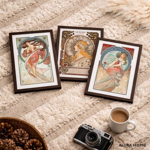 Conjunto de láminas de Alphonse Mucha, pared de galería Art Nouveau, la serie de arte y pósteres del zodíaco, decoración de pared vintage, obras de arte de Alfons Mucha. imagen 2