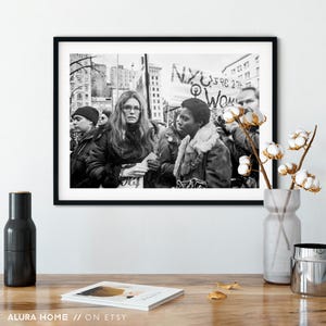 Photograph of Gloria Steinem at a Feminist Protest, Vintage Black and White Photo, Women’s Rights March Print, Activist Wall Art image 5