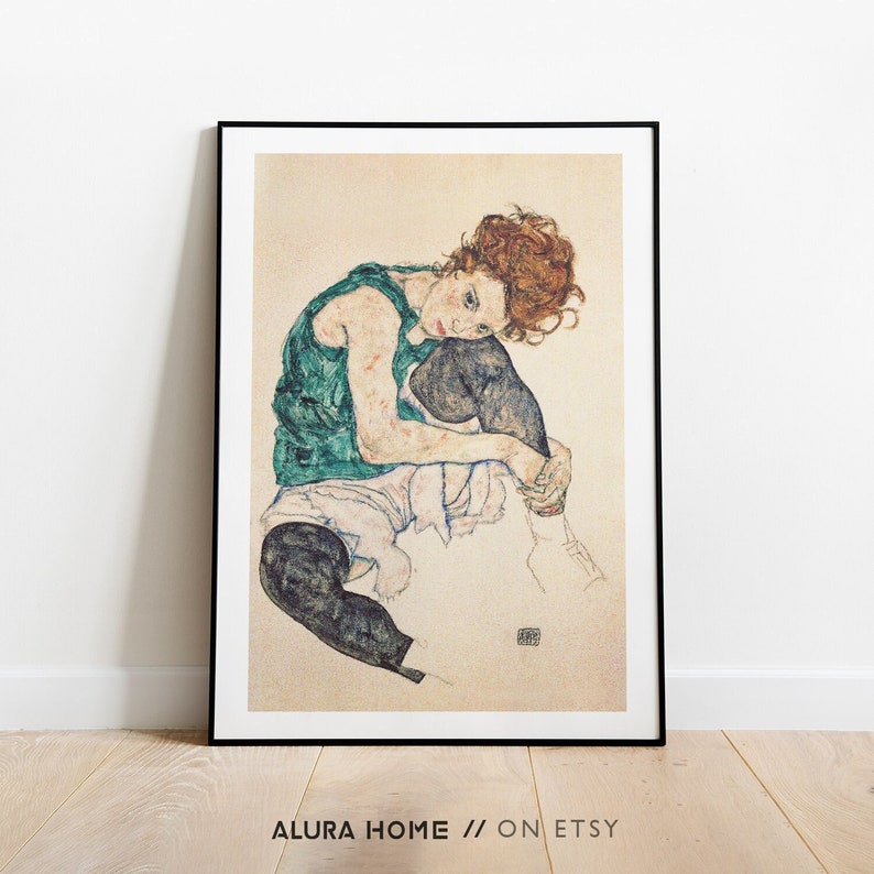 Affiche Egon Schiele, affiche vintage, Egon Schiele, cadeau pour elle, impression rétro, art expressionnisme, idée cadeau pendaison de crémaillère, art mural vintage image 1