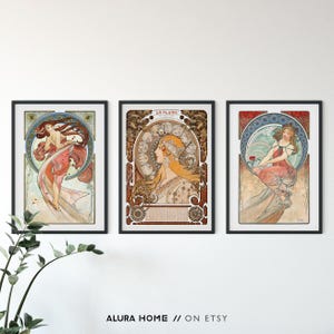 Conjunto de láminas de Alphonse Mucha, pared de galería Art Nouveau, la serie de arte y pósteres del zodíaco, decoración de pared vintage, obras de arte de Alfons Mucha. imagen 10