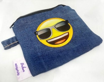 Emoji pocket bag - upcycled jeans