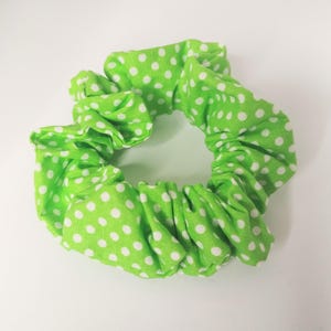 Green Polka Dot Scrunchie – Fun & Retro Handmade Hair Tie