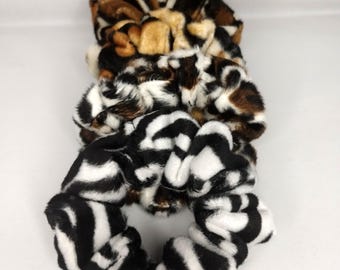 Set de 6 coleteros con estampado de animales de safari / Accesorios para el cabello con estampado de animales