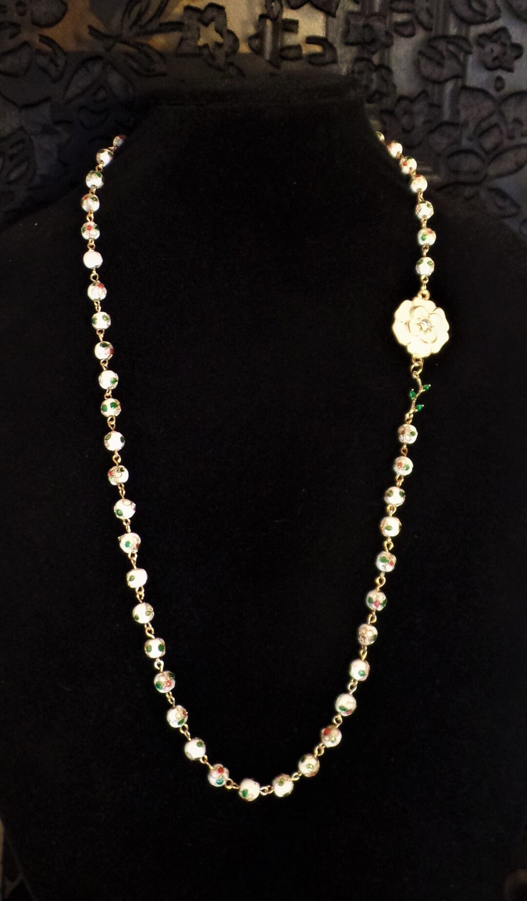 Opera Length White Cloisonne Chain Link Necklace, Flapper Style - Etsy