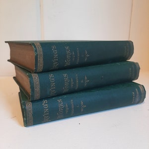May include: Three green hardcover books stacked on top of each other. The books are titled "Irving's Works" and have gold lettering and decorative borders. The books are numbered 1, 2, and 3.