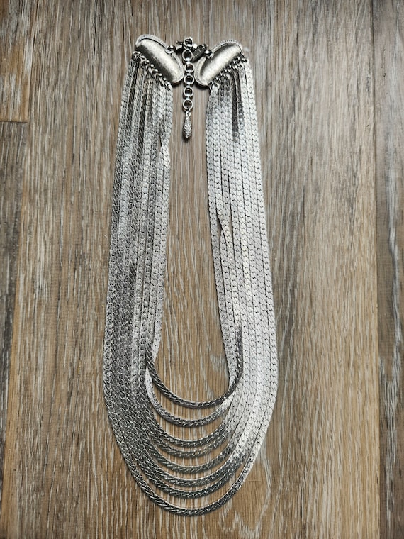 Rare Monet Silver Multi-strand Necklace