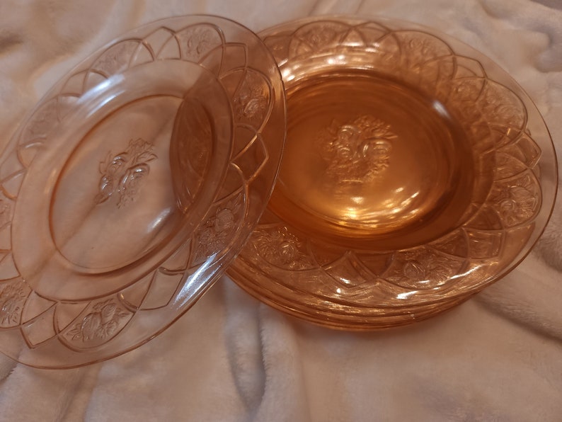 Pink Depression Glass Plates Etsy