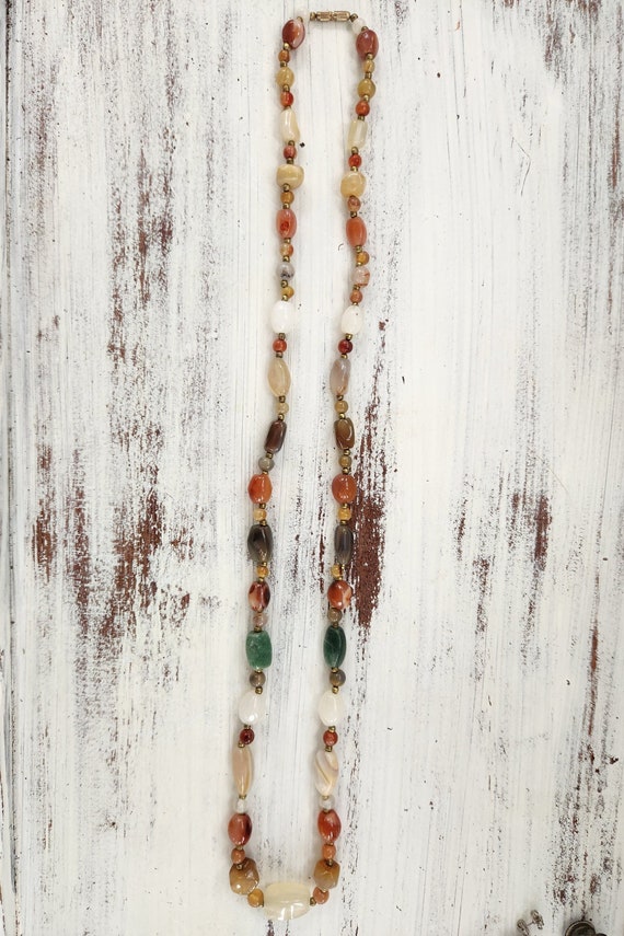 Vintage Mixed Agate Gemstone Necklace - image 2