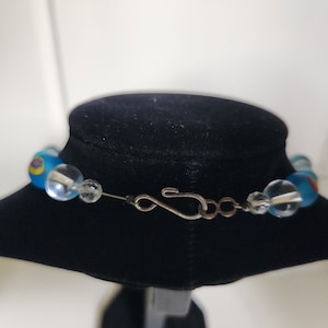 Blue African Millefiori Glass Beads with Turquoise