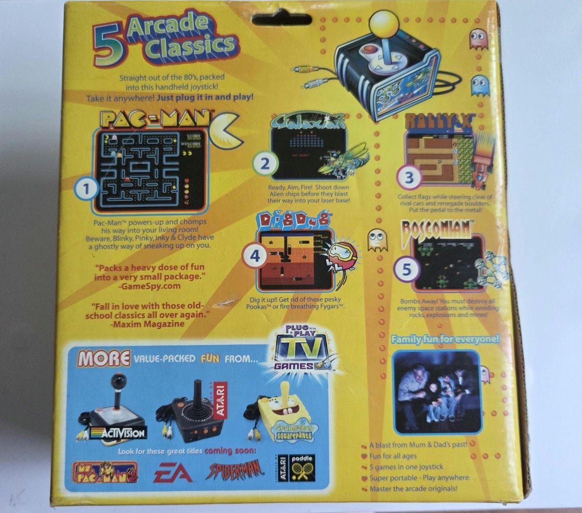 Vintage 2003 Namco Pac-Man Plug It In & Play TV Games Controller | New Old Stock Factory Sealed Retro Arcade 5-in-1 Joystick | JAKKS Pacific, foto 2 di 5