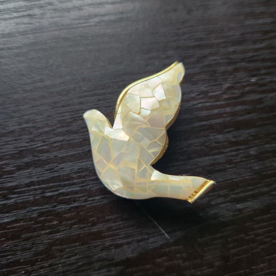 Liz Claiborne Mother of Pearl Dove Brooch - image 1