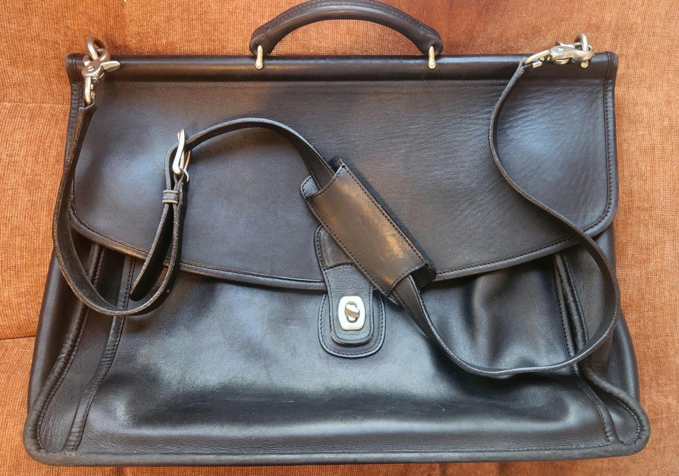 バッグ vintage coach old archive Beekman Bag Vintage Coach Beekman Briefcase Retro 1990s Black Leather +