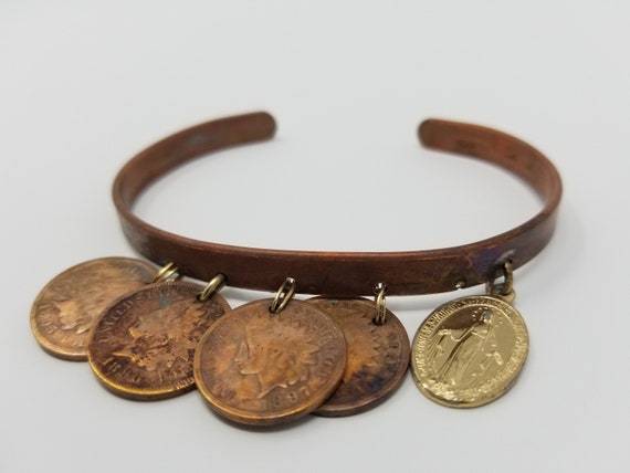 Antique Copper Penny Bangle - image 1