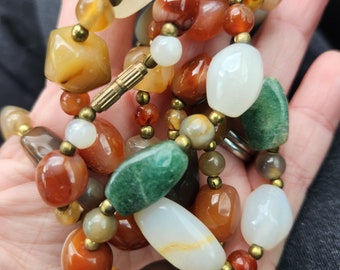 Vintage Mixed Agate Gemstone Necklace