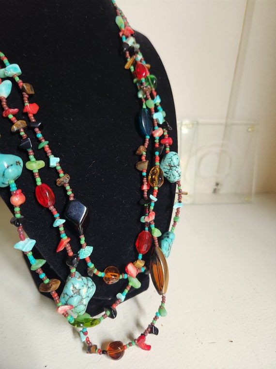 Vintage Turquoise Coral and Glass Necklace