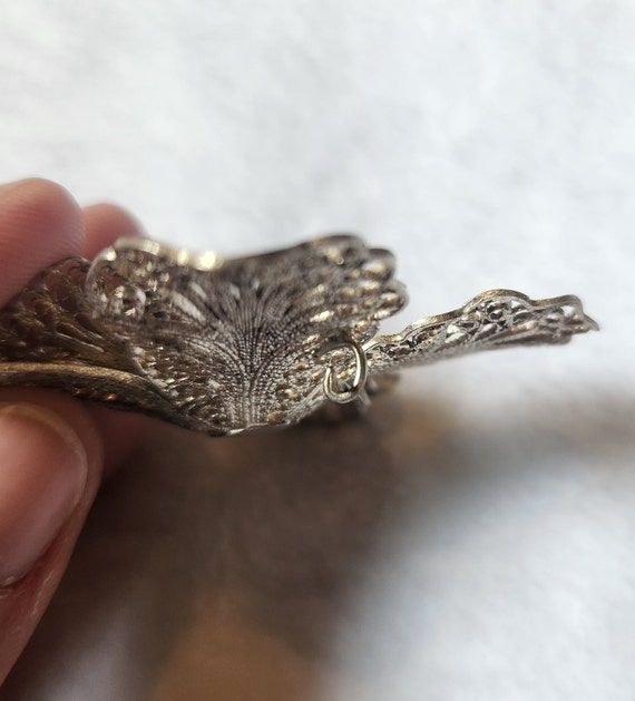 Antique Silver Filigree Orchid Brooch - image 7